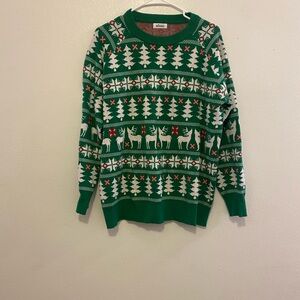 Allison Daley Green Festive Sweater with Reindeer